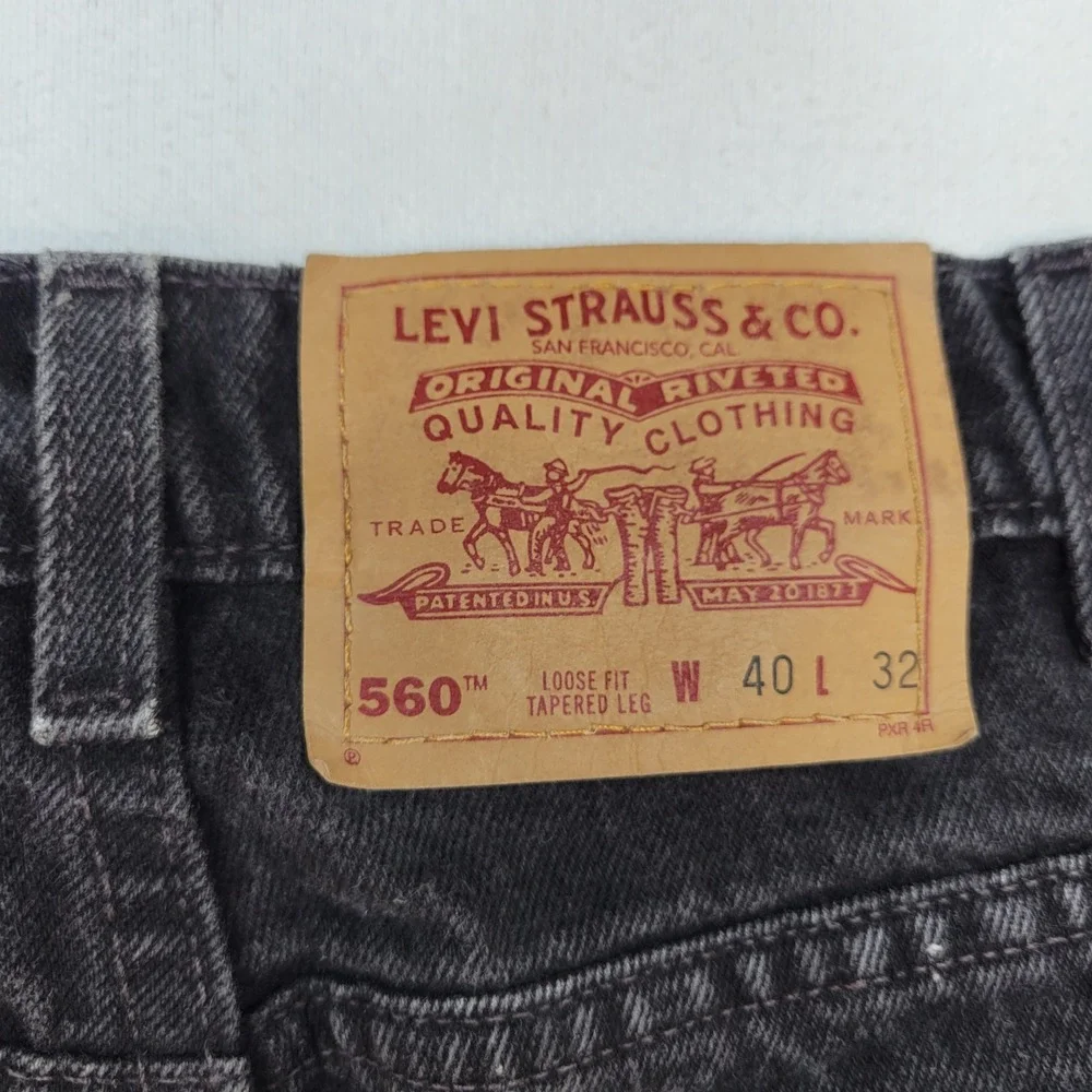 Levi's 560 Jeans Mens 40x32 Black Loose Fit Tapered Leg Vintage Made in USA 90s
